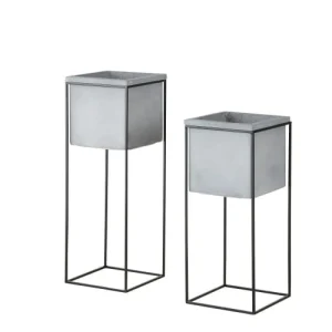 boutique Maisons Du Monde 2 Cache-pots Gris Clair Et Pieds En Métal Noir H77 10