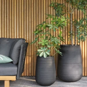 soldes en ligne Maisons Du Monde 2 Pots De Jardin Rainurés Noirs H64 14