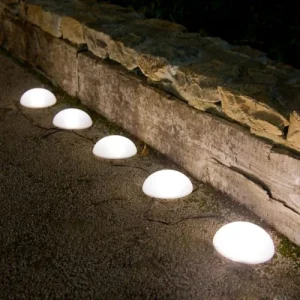 Nouveau LUMI JARDIN 5 Demi Boules Solaires à Piquer Plastique Blanc ∅15cm 7