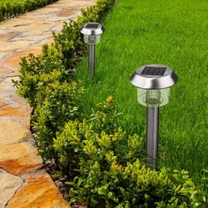 LUMI JARDIN 8 Balises Solaires à Planter Acier Inoxydable Gris H39CM Livraison internationale 15