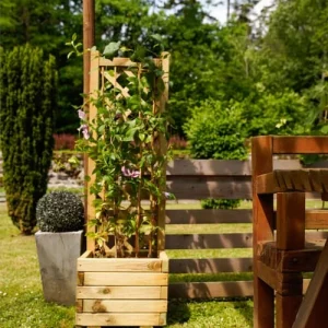 Jardipolys Bac à Fleurs Carré Avec Treillis Droit En Bois De Pin économies garanties 7