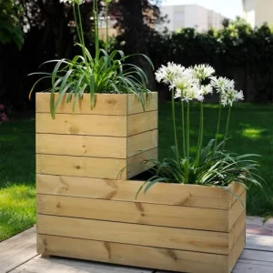 boutique Jardipolys Bac à Fleurs En Bois De Pin Modulable L-40cm 9