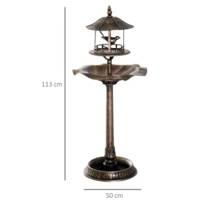 luxe soldes OUTSUNNY Bain D’oiseaux Abreuvoir Oiseaux Polypropylène Bronze Antique 12