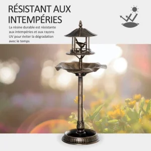 luxe soldes OUTSUNNY Bain D’oiseaux Abreuvoir Oiseaux Polypropylène Bronze Antique 14