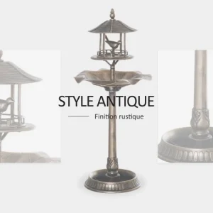 luxe soldes OUTSUNNY Bain D’oiseaux Abreuvoir Oiseaux Polypropylène Bronze Antique 16