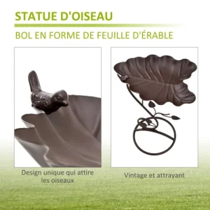 grand choix OUTSUNNY Bain D’oiseaux Abreuvoir Pour Oiseaux Métal Bronze Antique 14