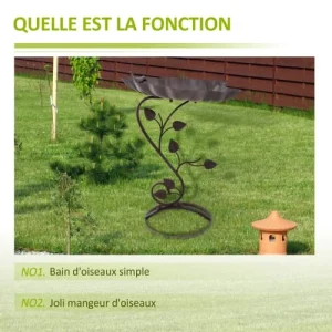 grand choix OUTSUNNY Bain D’oiseaux Abreuvoir Pour Oiseaux Métal Bronze Antique 18