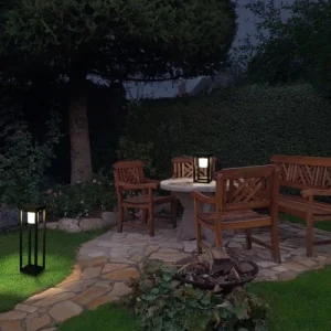 grossiste en ligne FORLIGHT Balise De Jardin LED Solaire En Métal Gris Anthracite 50cm 9