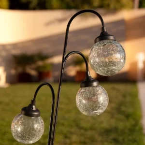 Distributeur Officiel LUMI JARDIN Balise Solaire à 3 Boules Verre Noir H82cm 10