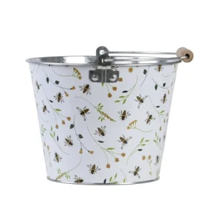 REMISE ESSCHERT DESIGN Cache Pot Seau En Zinc 27 Cm Imprimés Abeilles 6