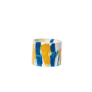 luxe soldes Junny Cache-pot Xxl Tie&dye En Béton Bleu Pétrole Et Jaune 10