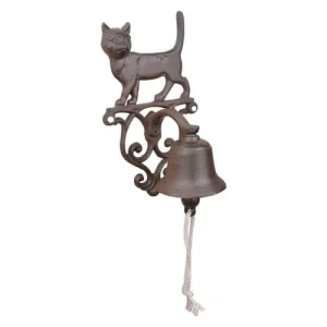 grande qualité ESSCHERT DESIGN Cloche Entrée Chat En Fonte, Hauteur 24 Cm 12