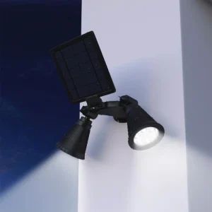 LUMI JARDIN Double Projecteur Solaire Avec Détecteur Plastique Noir 600LM De Qualité 10