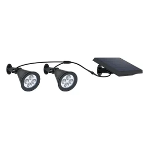 LUMI JARDIN Double Spot Solaire Relié Plastique Noir 100LM marque pas cher 16