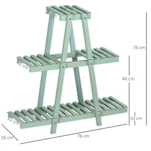 Pas Cher soldes France OUTSUNNY Étagère à Fleurs Pyramidale En Bois – 3 étagères – Sapin Vert D’eau 12