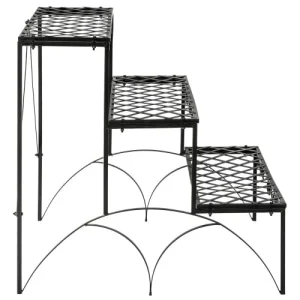 fashioniable Tectake Etagère Pour Plantes Droite 3 Niveaux Noir 11