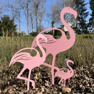 LP Design Famille De 3 Flamants Roses En Acier Galvanisé Peint luxe soldes 6