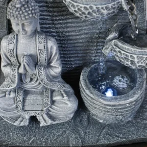 Top ventes Zen’Light Fontaine D’intérieur Bouddha En Résine Avec éclairage Led – H26 Cm 18