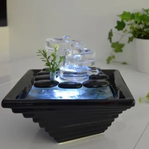 jusqu'à Zen’Light Fontaine D’intérieur En Verre Et Céramique Avec éclairage Led – H20cm 9