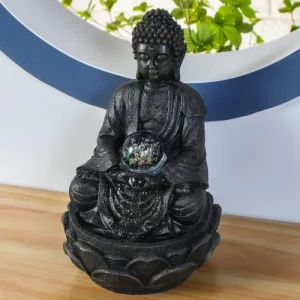 mode Zen’Light Fontaine Grand Bouddha En Résine Avec éclairage Led – H33 Cm 10