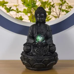 mode Zen’Light Fontaine Grand Bouddha En Résine Avec éclairage Led – H33 Cm 12