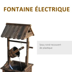 OUTSUNNY Fontaine Puit De Jardin D’ornement Sapin Traité Carbonisation Nouvelle tendance 16