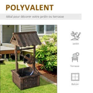 OUTSUNNY Fontaine Puit De Jardin D’ornement Sapin Traité Carbonisation Nouvelle tendance 18