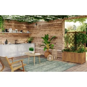 Beau Rivage Jardinière Avec Treillis En Bois D’acacia 43,5x87x130 Cm remise en ligne 10