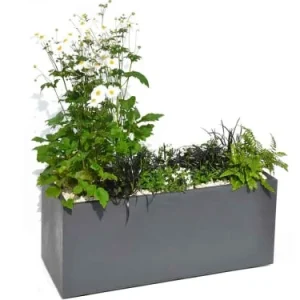 grossiste EDA Jardinière Effet Pierre 100x40x44 Cm En Polypropylène Anthracite 9