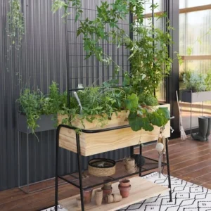 excellent qulity Maisons Du Monde Jardinière En Bois De Pin Et Métal Noir 12