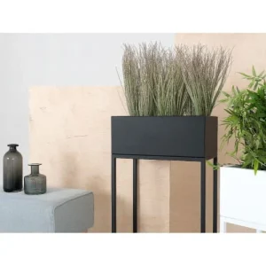 Custom Form Jardinière En Métal Laqué Noir 50x30x60 Officielle 18