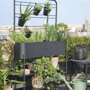 grossiste en ligne Maisons Du Monde Jardinière En Métal Noir Avec 4 Pots 14