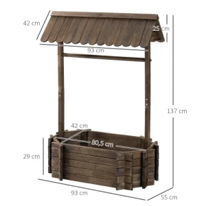 OUTSUNNY Jardinière Potager Carré Avec Toit – Bois Sapin Traité Carbonisation grande qualité 11