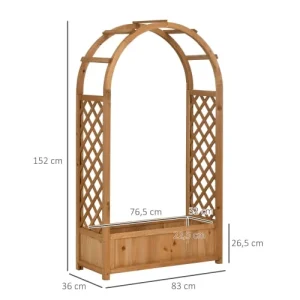 OUTSUNNY Jardinière Sur Pied Avec Treillis Et Arche – Bois Sapin Pré-huilé mode pas cher 12