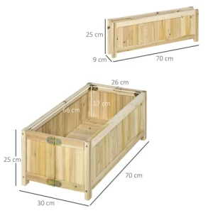 OUTSUNNY Jardinière Sur Pied Pliable Corps Aspect Lattes Bois Sapin Pré-huilé Top ventes 12