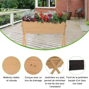 magasins pour OUTSUNNY Jardinière Sur Pieds Bois Massif Sapin L100cm 16