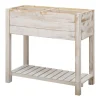 meilleur cadeau OUTSUNNY Jardinière Sur Pieds Potager Bois Sapin Blanc Effet Vieilli 5