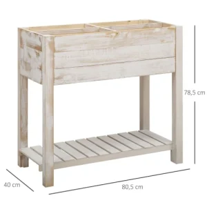 meilleur cadeau OUTSUNNY Jardinière Sur Pieds Potager Bois Sapin Blanc Effet Vieilli 12