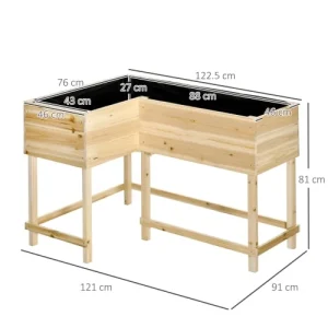 excellente qualité OUTSUNNY Jardinière Sur Pieds Potager D’angle Bois Sapin Pré-huilé 12