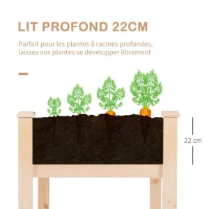 OUTSUNNY Jardinière Sur Pieds Potager En Bois De Sapin magasin solde 18