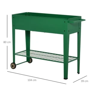 se précipiter pour acheter OUTSUNNY Jardinière Sur Pieds Potager étagère 2 Roues Insert D’irrigation Métal 12