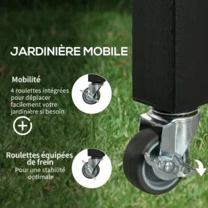 Dernières Nouveautés OUTSUNNY Jardinière Sur Pieds Roulettes Bois Sapin Autoclave 14