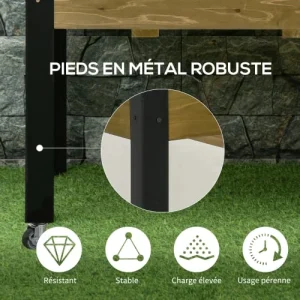 Dernières Nouveautés OUTSUNNY Jardinière Sur Pieds Roulettes Bois Sapin Autoclave 16