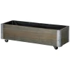 outlet OUTSUNNY Jardinière Sur Roulettes Métal Bois De Sapin Gris 22