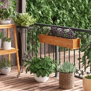 Top ventes OUTSUNNY Jardinière Suspendue Balconnière – Bois Sapin Pré-huilé 10