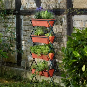 Tectake Jardinière Verticale Avec 4 Bacs à Fleurs 52 X 21 X 127 Cm Marron officiel 10