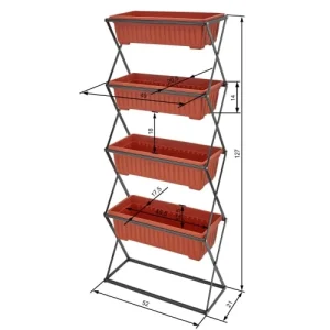 Tectake Jardinière Verticale Avec 4 Bacs à Fleurs 52 X 21 X 127 Cm Marron officiel 16