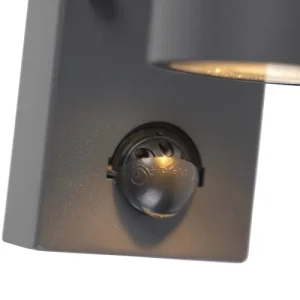 boutique QAZQA Lampe à Détecteur Extérieur En Acier Inoxydable Anthracite 10