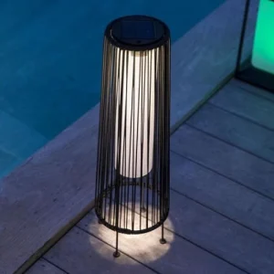 vente chaude Lumisky Lampe à Poser Solaire Polyrotin Noir H49cm 14