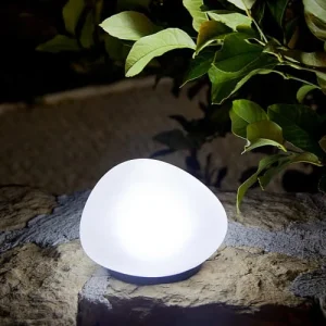 De Qualité LUMI JARDIN Lampe Solaire Décorative Galet Verre Transparent D16cm 8